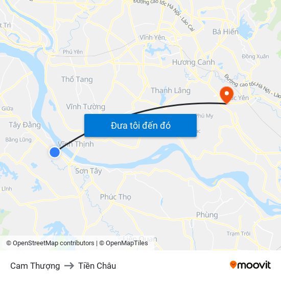 Cam Thượng to Tiền Châu map