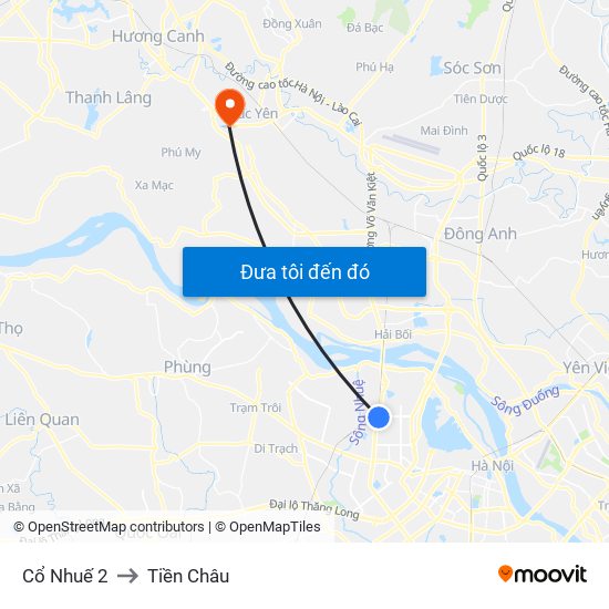 Cổ Nhuế 2 to Tiền Châu map