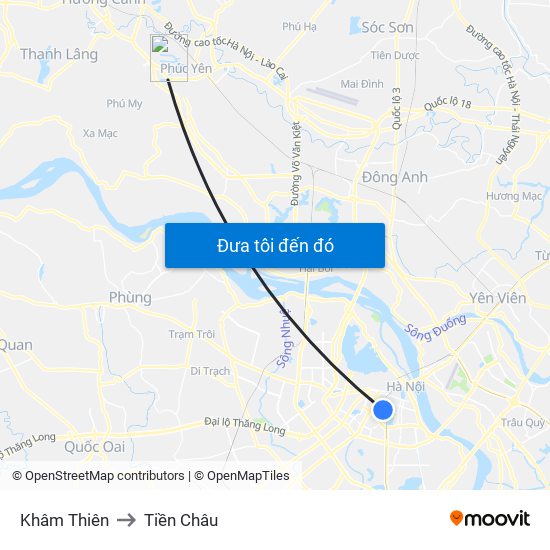 Khâm Thiên to Tiền Châu map