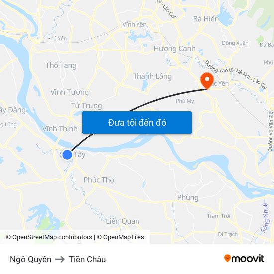 Ngô Quyền to Tiền Châu map