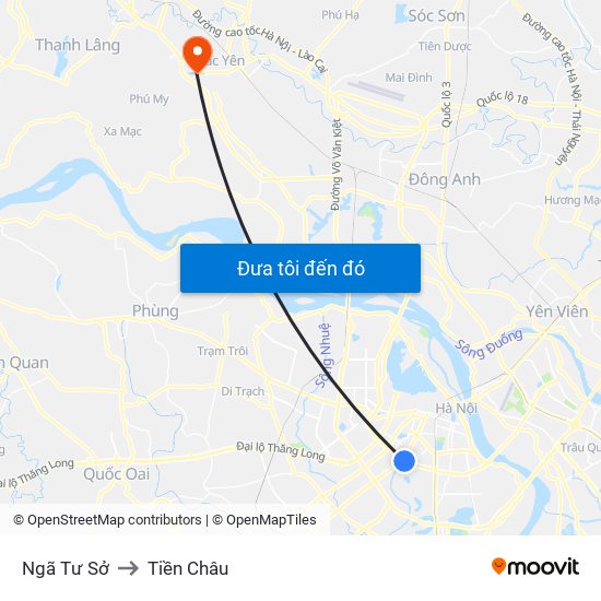 Ngã Tư Sở to Tiền Châu map