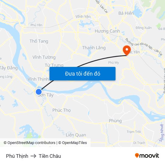 Phú Thịnh to Tiền Châu map