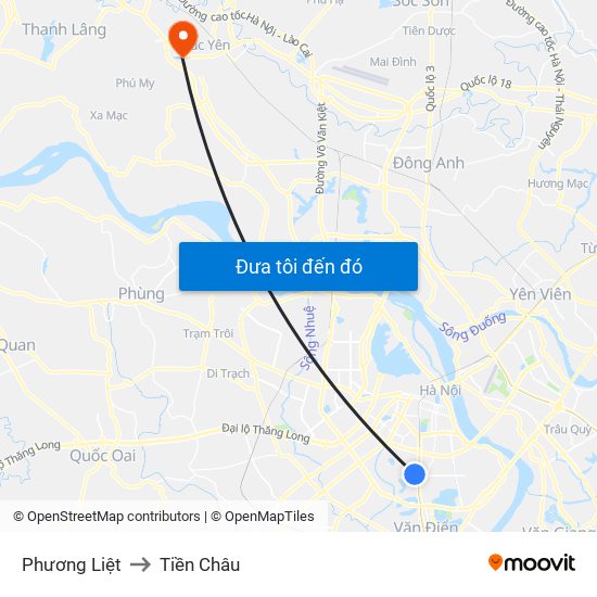 Phương Liệt to Tiền Châu map