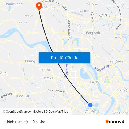 Thịnh Liệt to Tiền Châu map