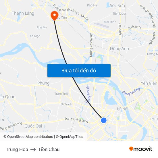 Trung Hòa to Tiền Châu map