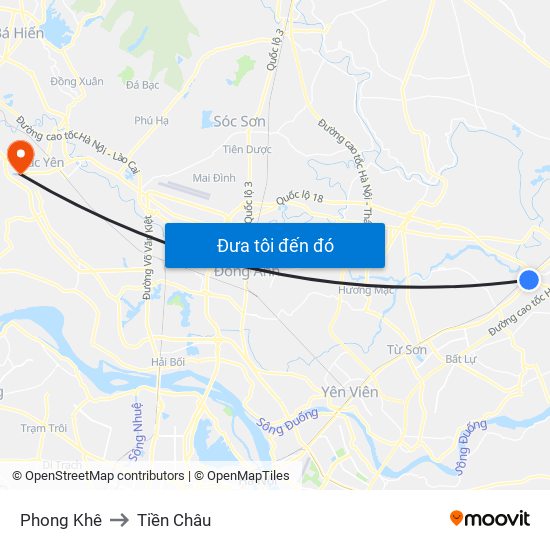 Phong Khê to Tiền Châu map