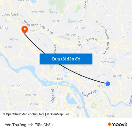 Yên Thường to Tiền Châu map