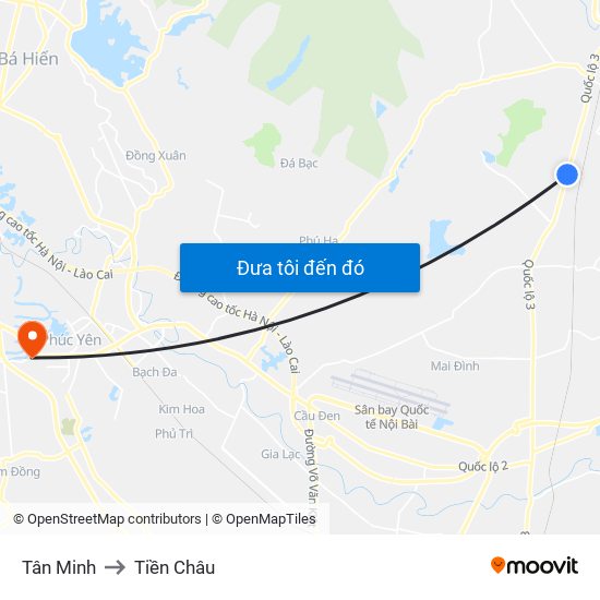 Tân Minh to Tiền Châu map