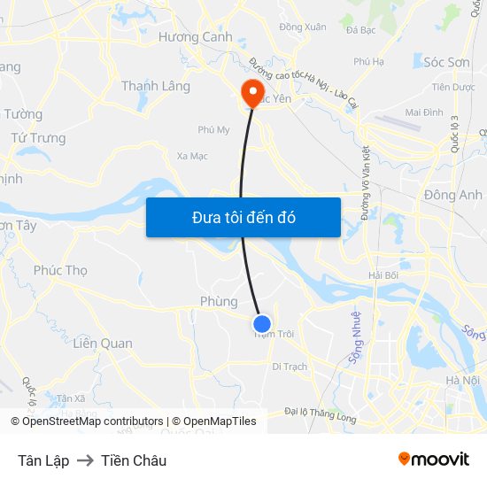 Tân Lập to Tiền Châu map