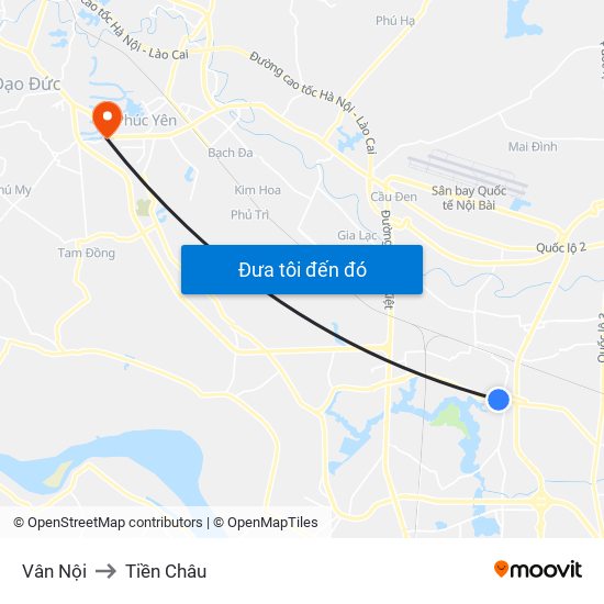 Vân Nội to Tiền Châu map