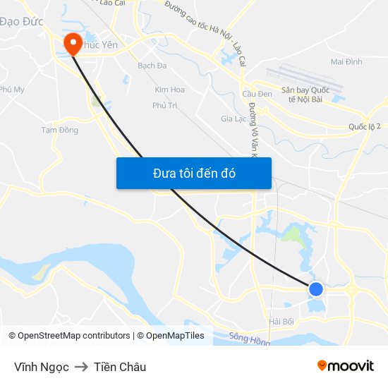 Vĩnh Ngọc to Tiền Châu map