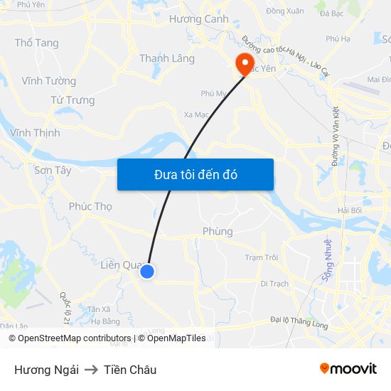 Hương Ngải to Tiền Châu map