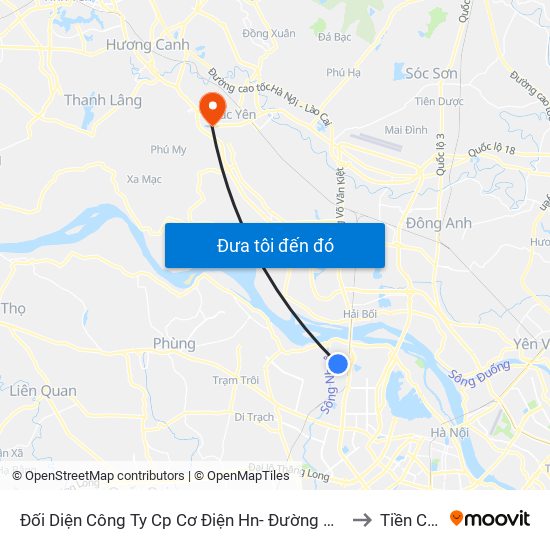 Đối Diện Công Ty Cp Cơ Điện Hn- Đường Đức Thắng to Tiền Châu map