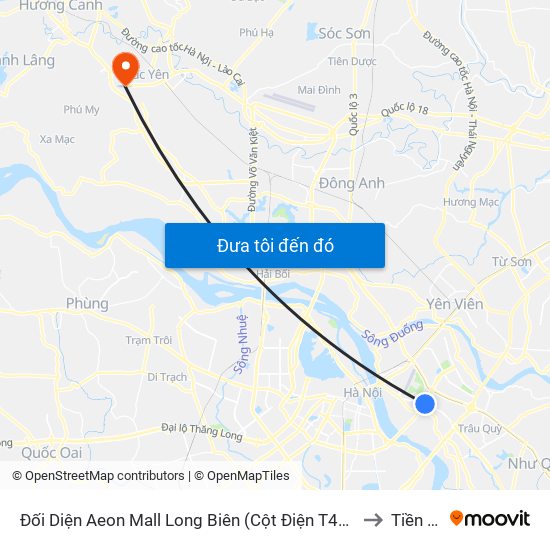 Đối Diện Aeon Mall Long Biên (Cột Điện T4a/2a-B Đường Cổ Linh) to Tiền Châu map