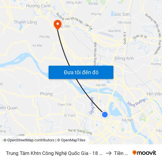Trung Tâm Khtn Công Nghệ Quốc Gia - 18 Hoàng Quốc Việt to Tiền Châu map