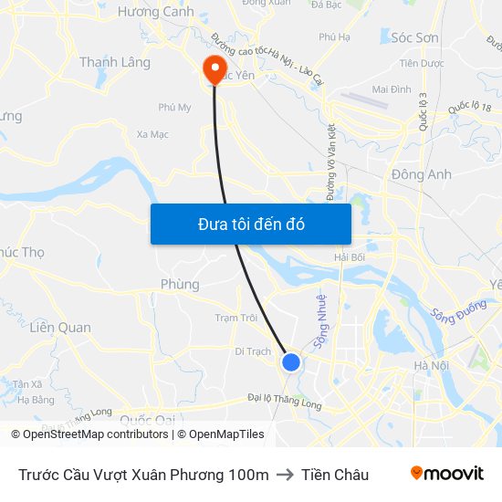 Trước Cầu Vượt Xuân Phương 100m to Tiền Châu map