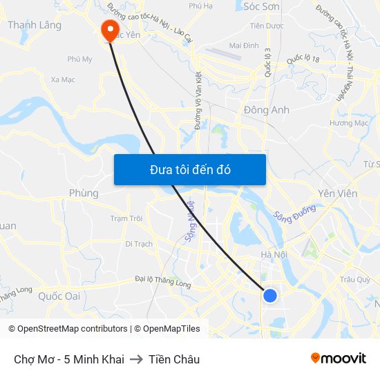Chợ Mơ - 5 Minh Khai to Tiền Châu map