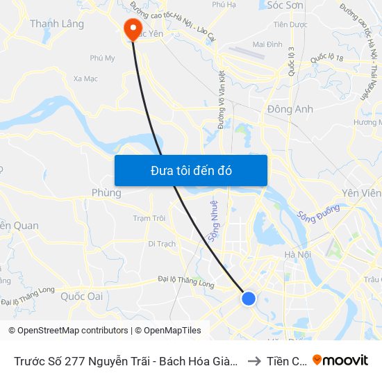 Trước Số 277 Nguyễn Trãi - Bách Hóa Giày Thượng Đình to Tiền Châu map