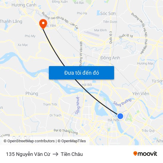135 Nguyễn Văn Cừ to Tiền Châu map