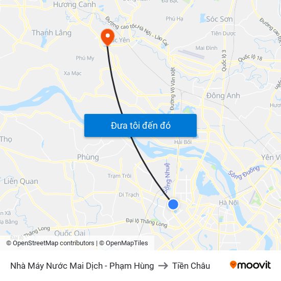 Nhà Máy Nước Mai Dịch - Phạm Hùng to Tiền Châu map