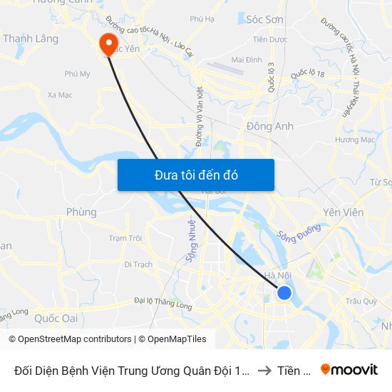 Đối Diện Bệnh Viện Trung Ương Quân Đội 108 - Trần Hưng Đạo to Tiền Châu map