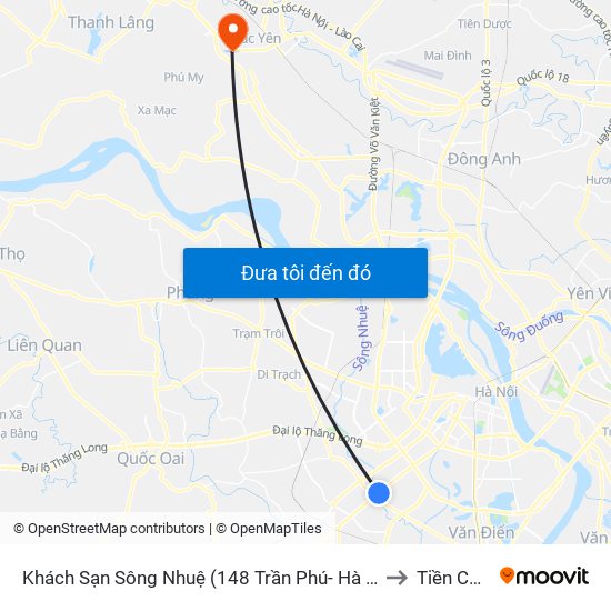 Khách Sạn Sông Nhuệ (148 Trần Phú- Hà Đông) to Tiền Châu map
