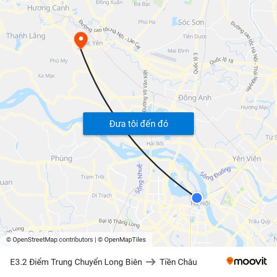 E3.2 Điểm Trung Chuyển Long Biên to Tiền Châu map