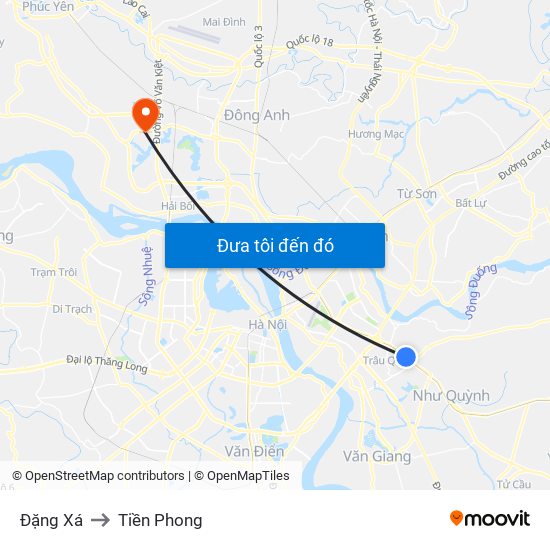 Đặng Xá to Tiền Phong map