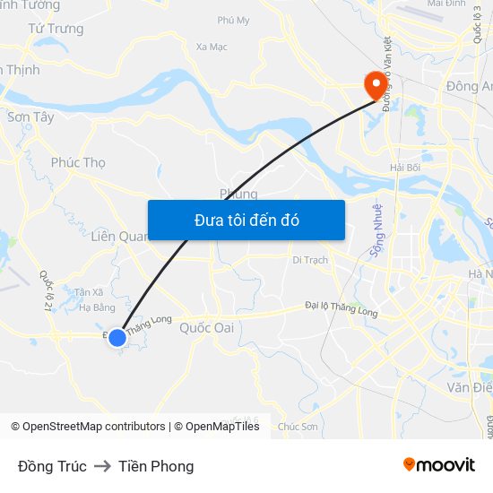 Đồng Trúc to Tiền Phong map