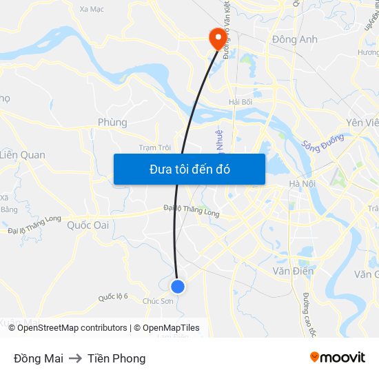Đồng Mai to Tiền Phong map