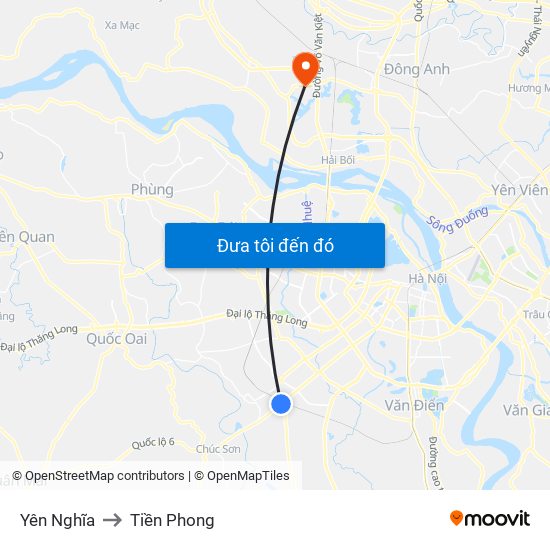 Yên Nghĩa to Tiền Phong map