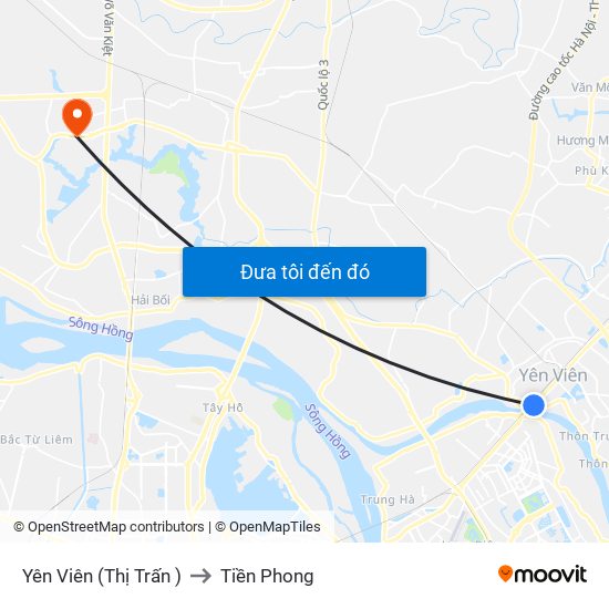 Yên Viên (Thị Trấn ) to Tiền Phong map