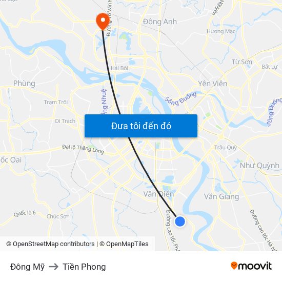 Đông Mỹ to Tiền Phong map