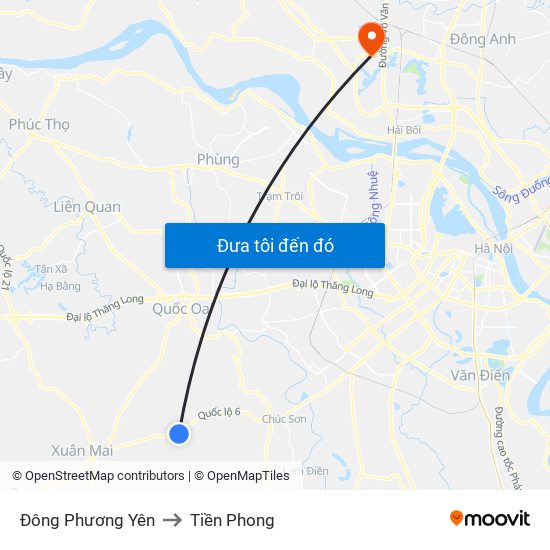 Đông Phương Yên to Tiền Phong map