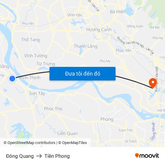 Đông Quang to Tiền Phong map