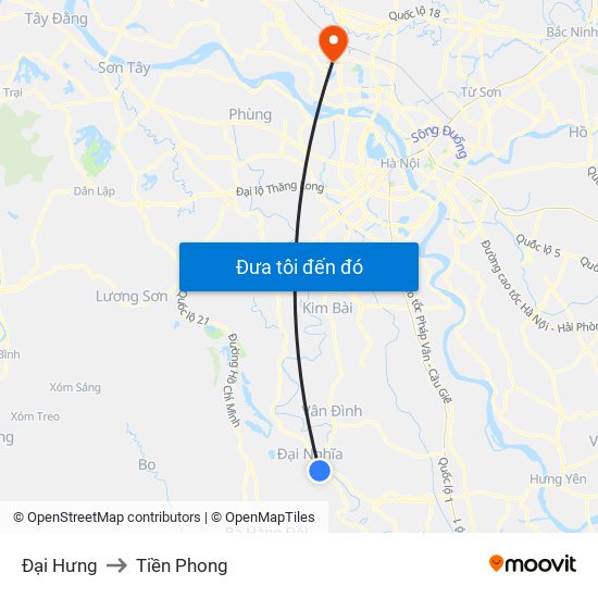 Đại Hưng to Tiền Phong map