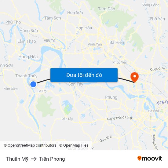Thuần Mỹ to Tiền Phong map