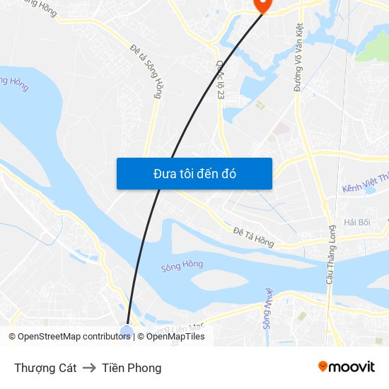 Thượng Cát to Tiền Phong map