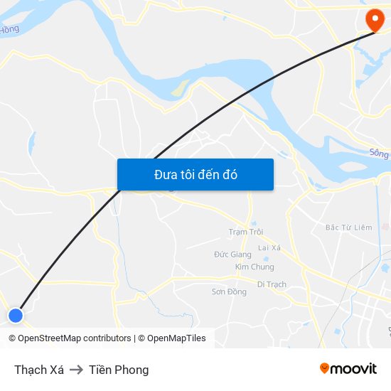 Thạch Xá to Tiền Phong map
