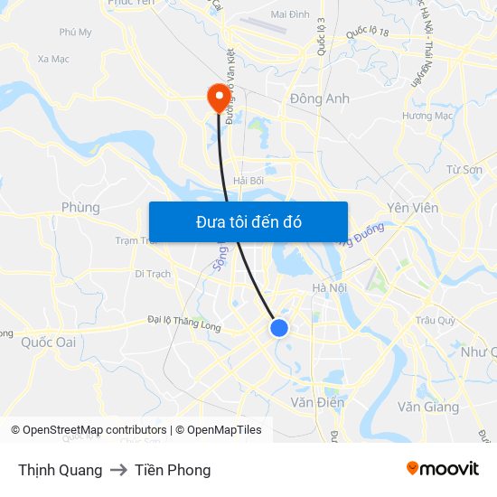 Thịnh Quang to Tiền Phong map
