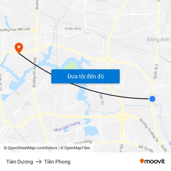 Tiên Dương to Tiền Phong map
