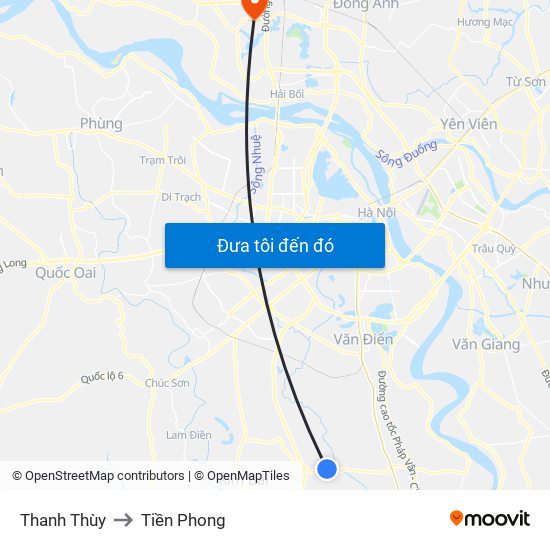 Thanh Thùy to Tiền Phong map