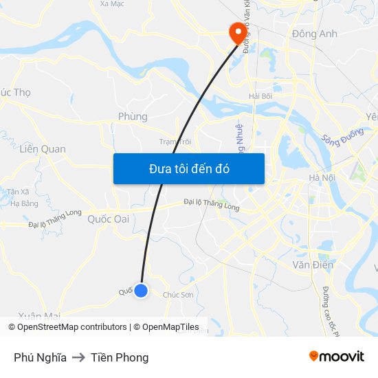 Phú Nghĩa to Tiền Phong map