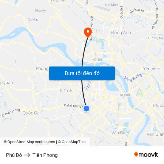 Phú Đô to Tiền Phong map