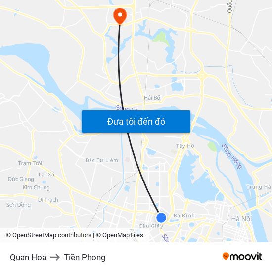 Quan Hoa to Tiền Phong map