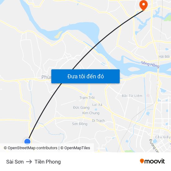 Sài Sơn to Tiền Phong map