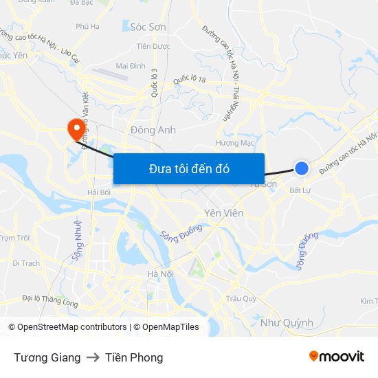 Tương Giang to Tiền Phong map