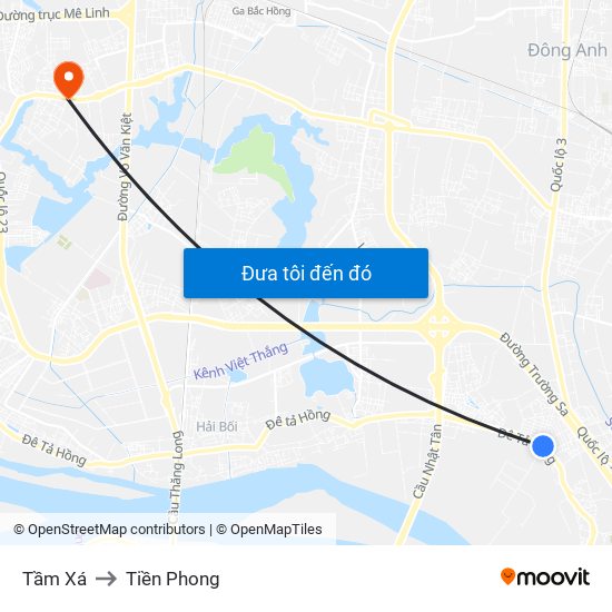 Tầm Xá to Tiền Phong map