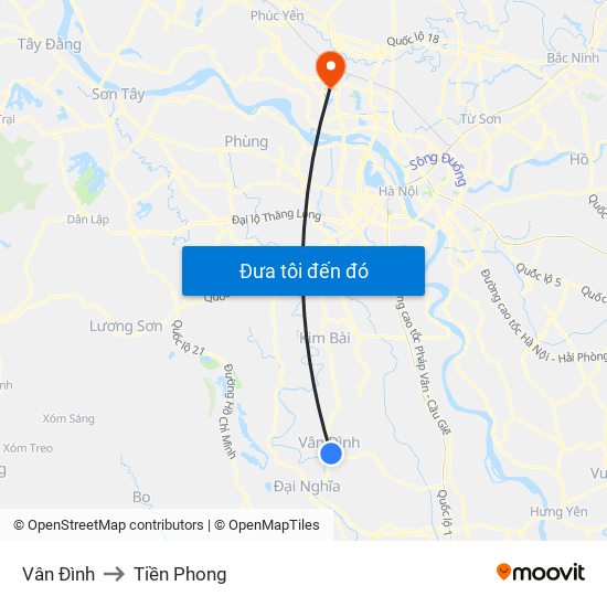Vân Đình to Tiền Phong map