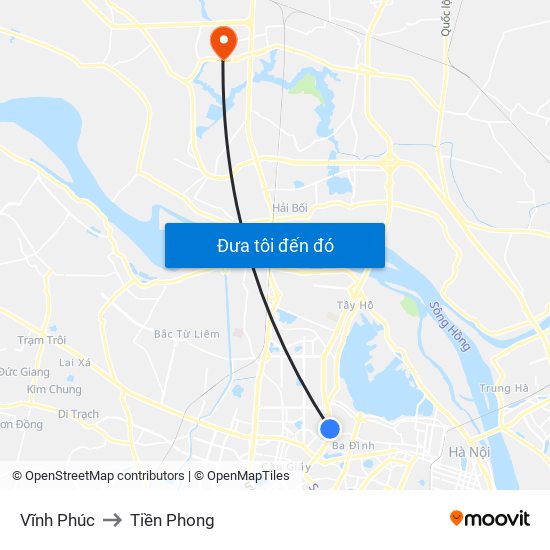 Vĩnh Phúc to Tiền Phong map